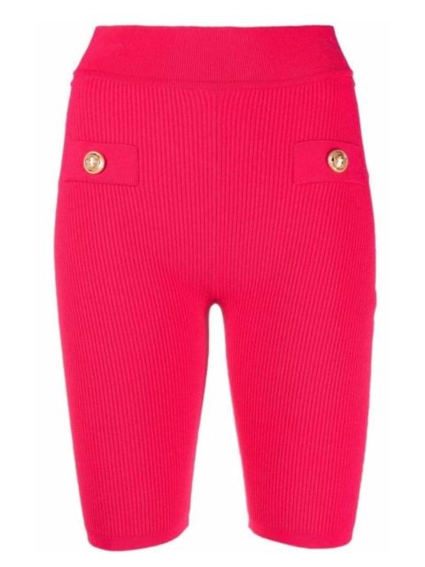 Balmain Button-embellished Ribbed Cycling Shorts