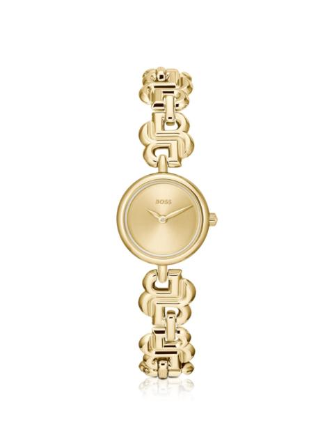 BOSS GOLD-TONE WATCH WITH MONOGRAM BRACELET