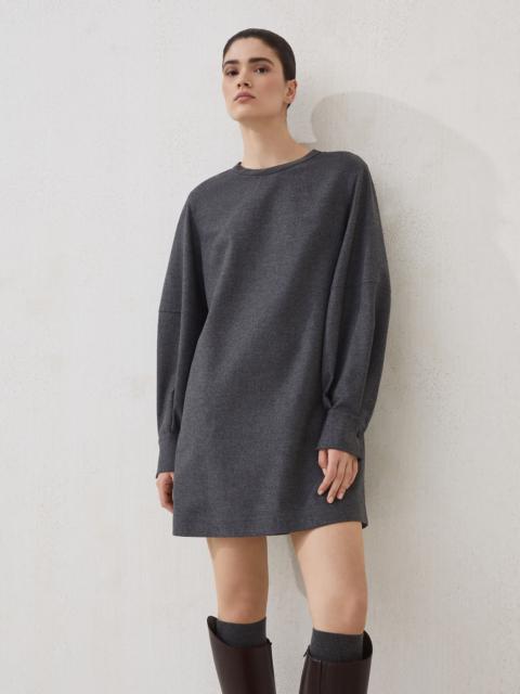 Brunello Cucinelli Virgin wool and cashmere twill flannel dress with precious collar