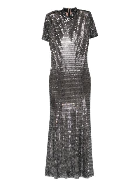 self-portrait embellished short-sleeve midi dress