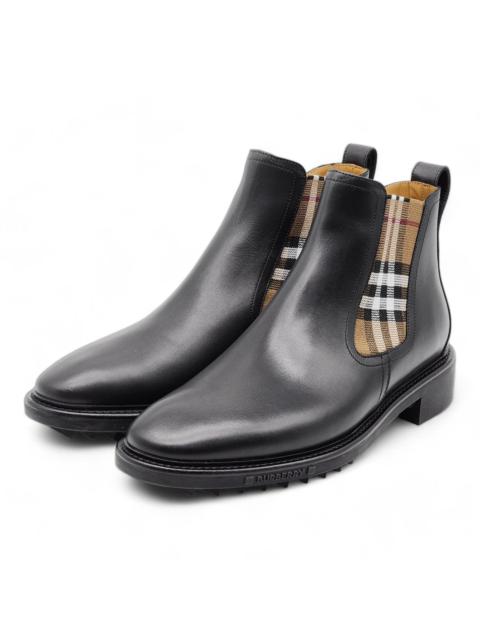 Burberry Allostock Check Leather Chelsea Boots 41.5 (8.5 US) $950