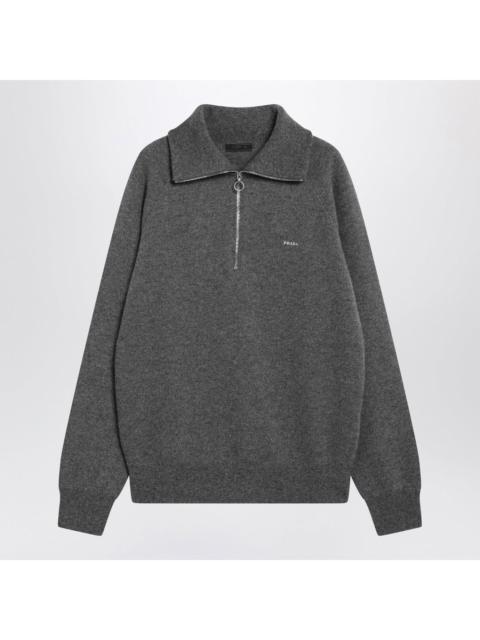 Prada PRADA $3200 Slate Gray Wool and Cashmere Polo Sweater New &