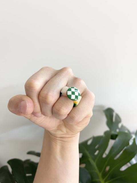 Other Designers Vintage - STEAL! Y2K Japan 3D checkerboard Ring