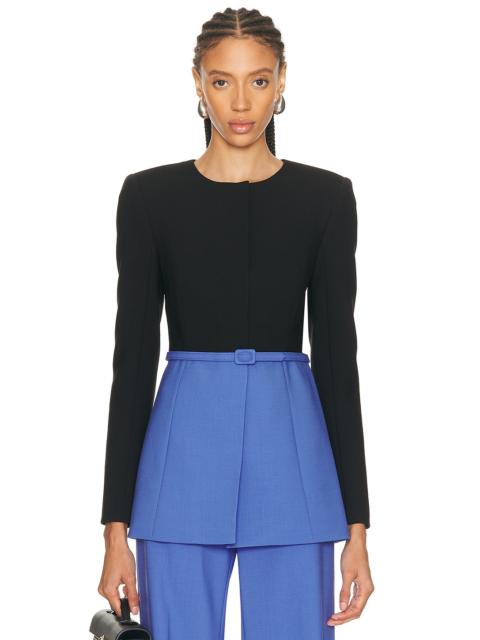 CAROLINA HERRERA Belted Crewneck Jacket