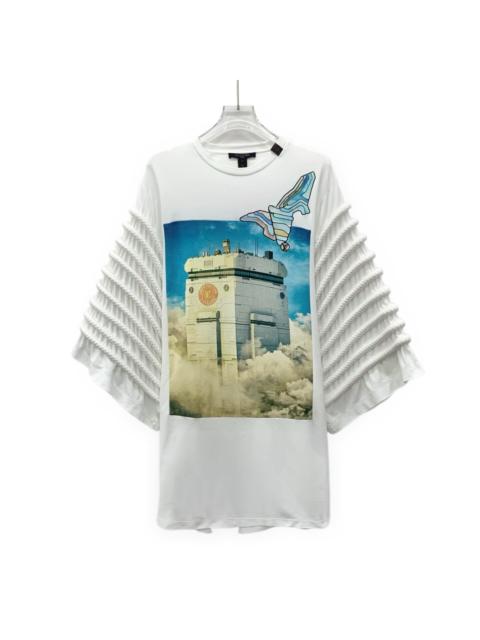 Louis Vuitton Louis Vuitton White Print Cotton Crew Neck Dress Print