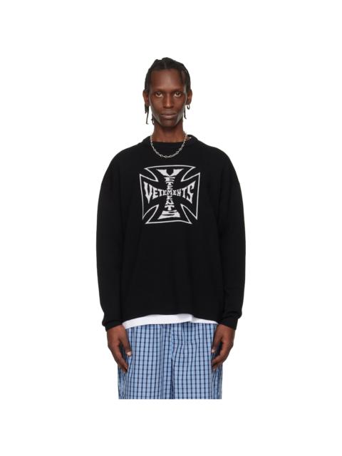 VETEMENTS Black Double Biker Cross Logo Sweater