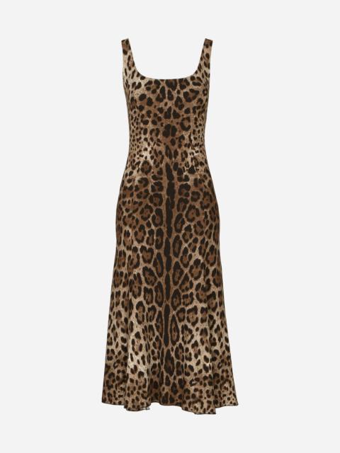 Dolce & Gabbana Leopard-print calf-length cady dress