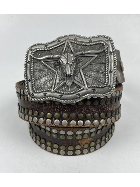 Other Designers Japanese Brand - vintage big buckle studded leather belt tc31