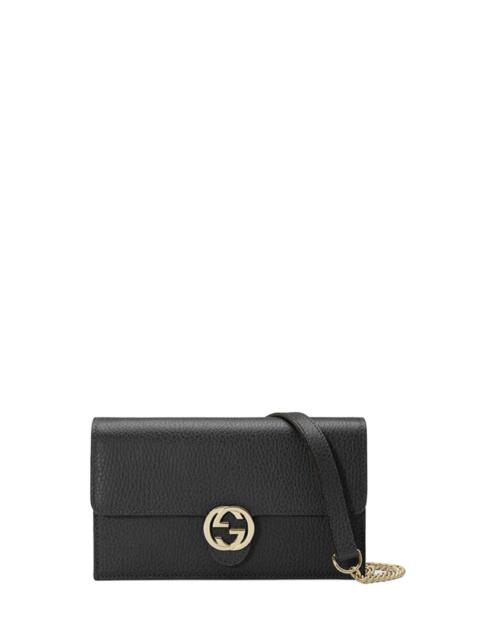 GUCCI Interlocking shoulder bag GG small black leather