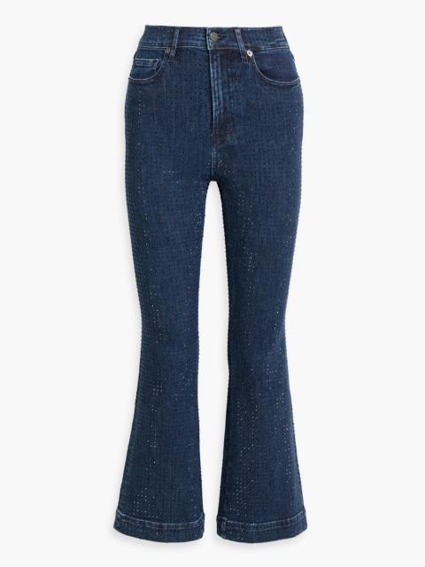 VERONICA BEARD Carson cropped crystal-embellished high-rise flared jeans
