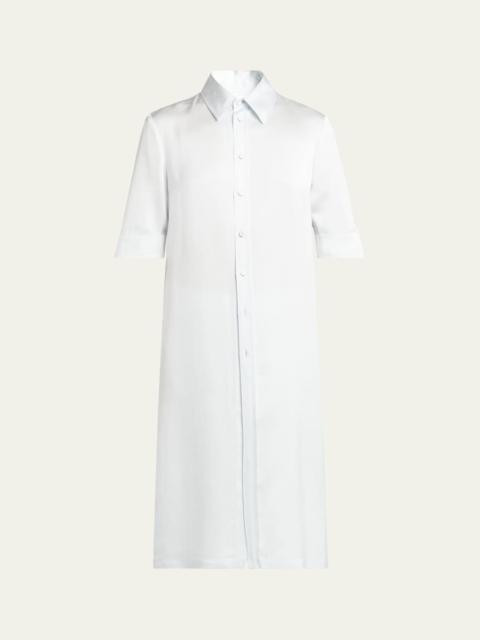 Jil Sander Short-Sleeve Long Fitted Button-Down Shirt