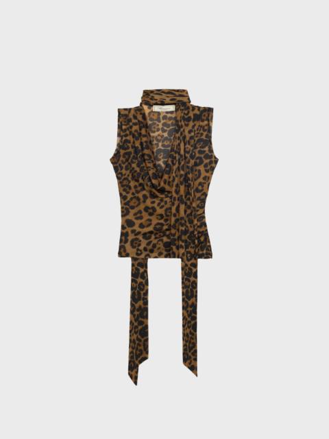 Blumarine ANIMAL-PRINT JERSEY TOP WITH SCARF