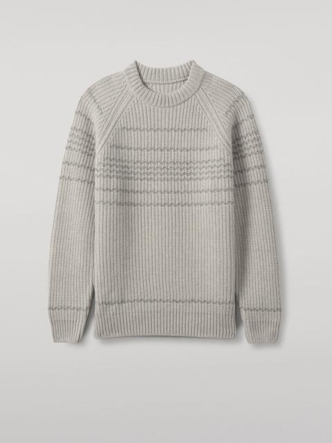 Johnstons of Elgin Summit Natural & Grey Cashmere Jumper