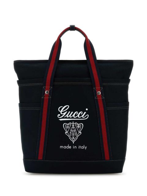 Gucci Men Midnight Blue Canvas Shopping Bag
