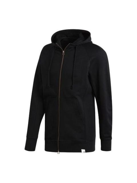 adidas originals hooded Zipper Sports Jacket Black BQ3092