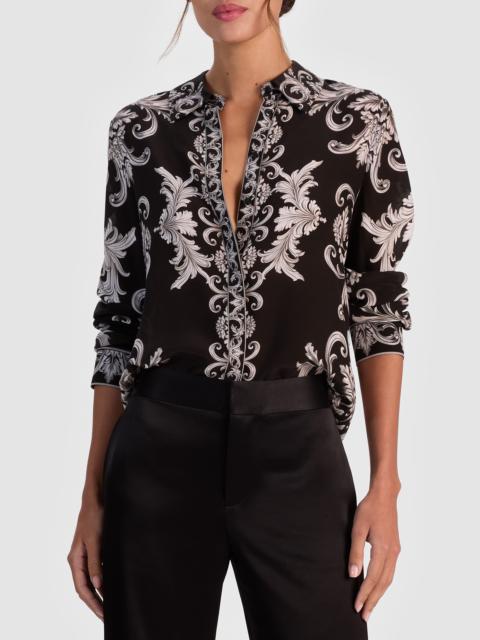Alice + Olivia Alice + Olivia Willa Florentine Print Button-Up Shirt in Winters Tale at Nordstrom