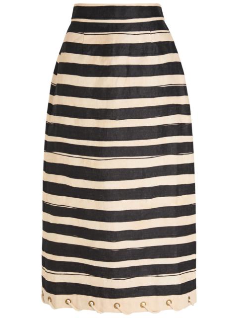 Zimmermann Zimmermann Rebellion Striped Linen Midi Skirt