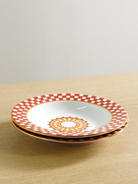 La DoubleJ Gold-plated Porcelain Soup Bowl And Dinner Plate Set