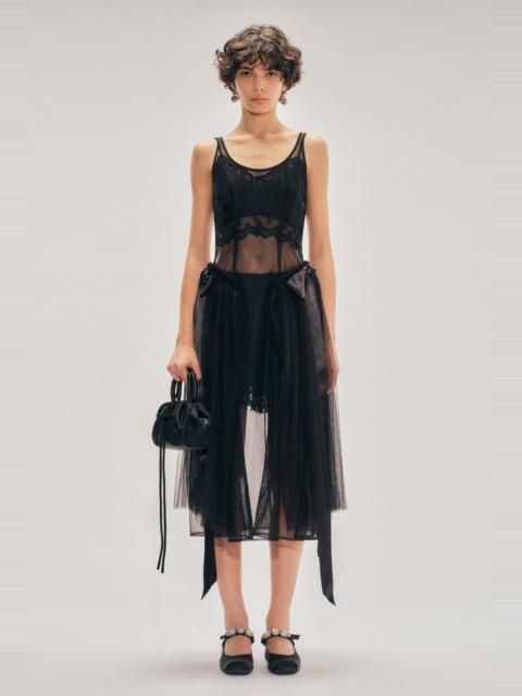 Simone Rocha Sheer Sculpted Bow Sash Hip Detail Dress