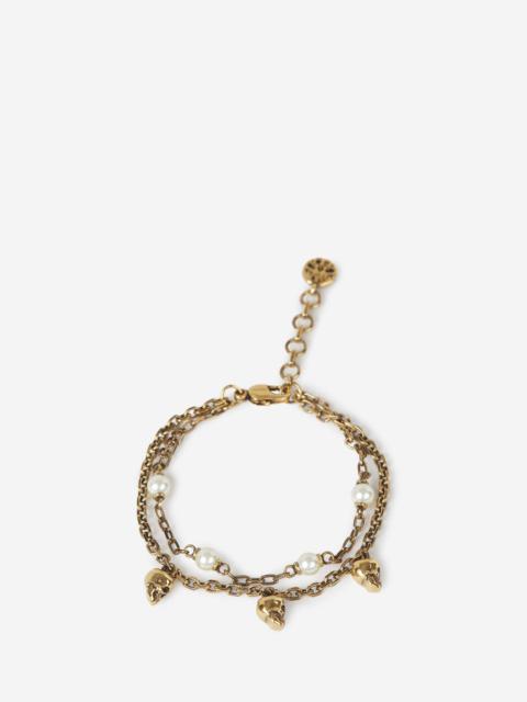 Alexander McQueen PEARL SKULL CHAIN BRACELET