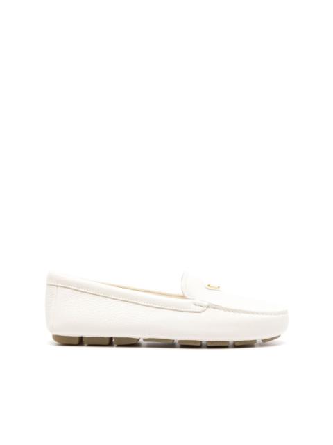 logo-plaque leather loafers