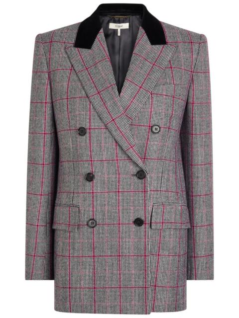 Chloé Chloe Checked Double-breasted Wool Blazer