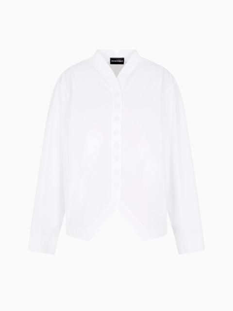 EMPORIO ARMANI BRUSHED COTTON SHIRT WITH SHAPED HEM