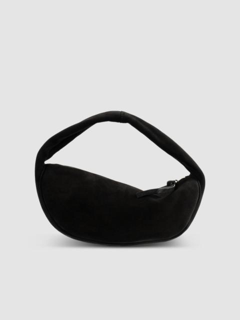 BY FAR Cush Black Suede Leather Shoulder Bag