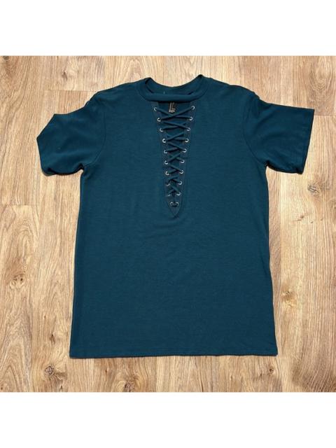 Other Designers Forever 21 Teal Ladder Front Lace-Up T-Shirt