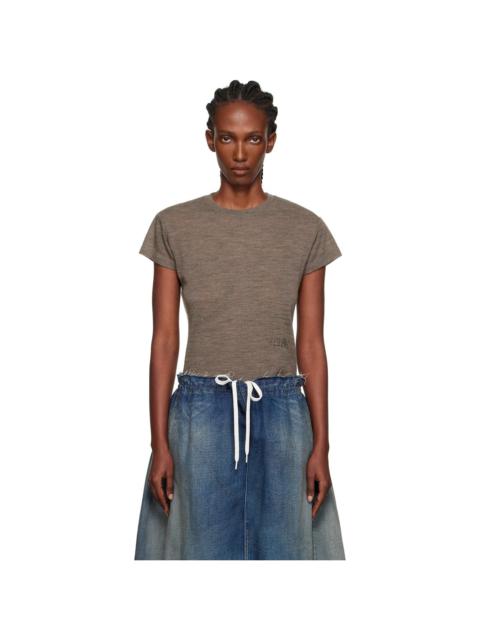MM6 Maison Margiela Taupe Sheer Wool Jersey T-shirt