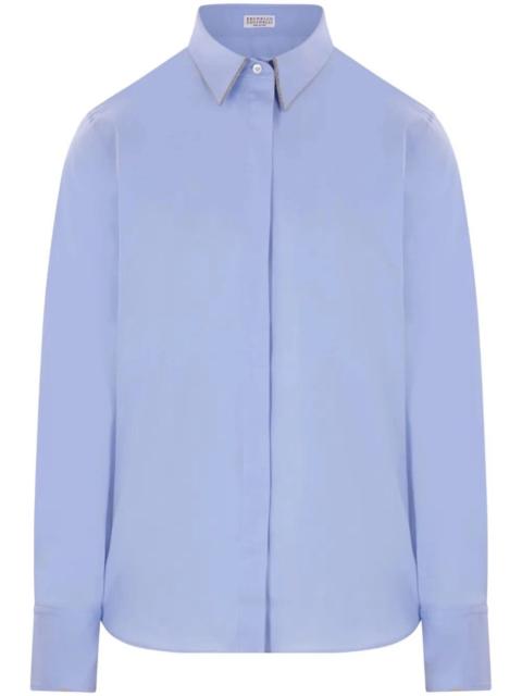 Brunello Cucinelli Brunello Cucinelli Women Shirt With Monili Trim At Collar