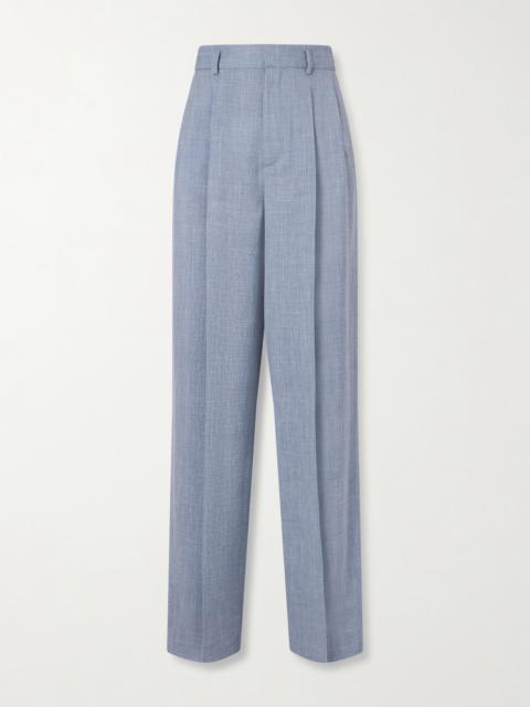 Loro Piana Hector Pleated Wool, Silk And Linen-blend Wide-leg Pants