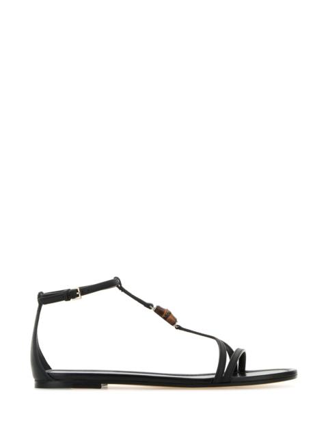 Gucci Women Black Leather Sandals