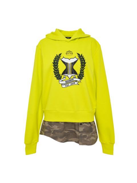 BONBOM Shirt-Hem School Badge Hoodie