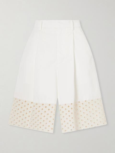 Marni Broderie Anglaise-trimmed Cotton-gabardine Shorts