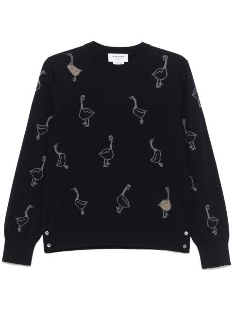 Thom Browne Geese Intarsia Merino Wool Relaxed Fit Pullover Men