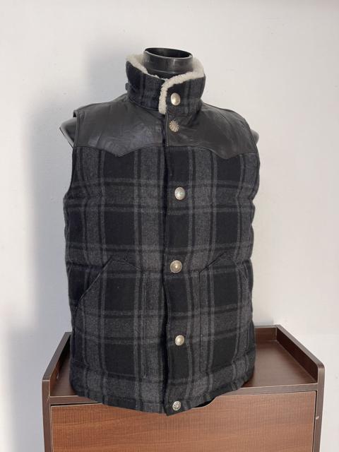 Other Designers Japanese Brand × Ron Herman - Black Plaid leather shoulder puffer vest