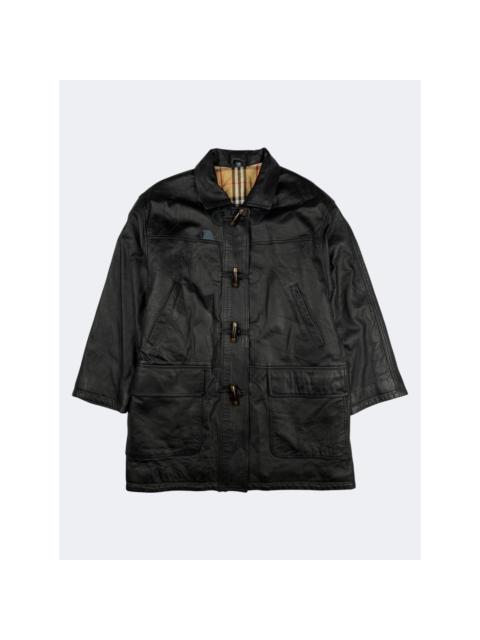 Burberry Vintage Duffle Coat Nova Check Leather Jacket
