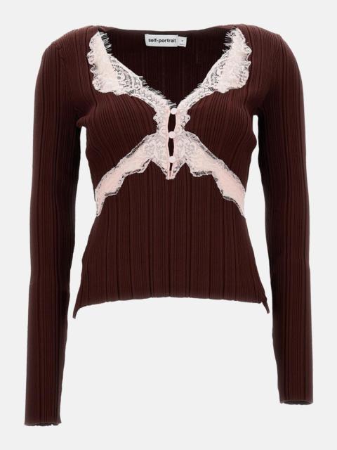 self-portrait LACE KNIT TOP