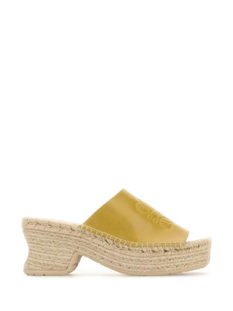 Loewe Loewe Paula's Ibiza Women Mustard Leather Petal Paula S Ibiza Wedges