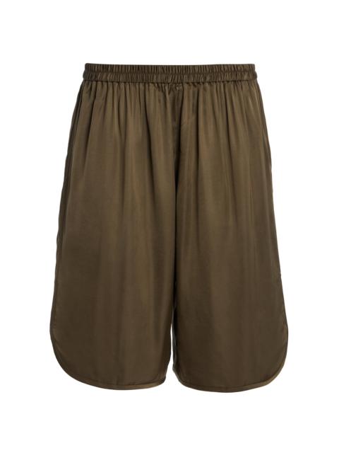 The Frankie Shop Nelis Satin Bermuda Shorts olive