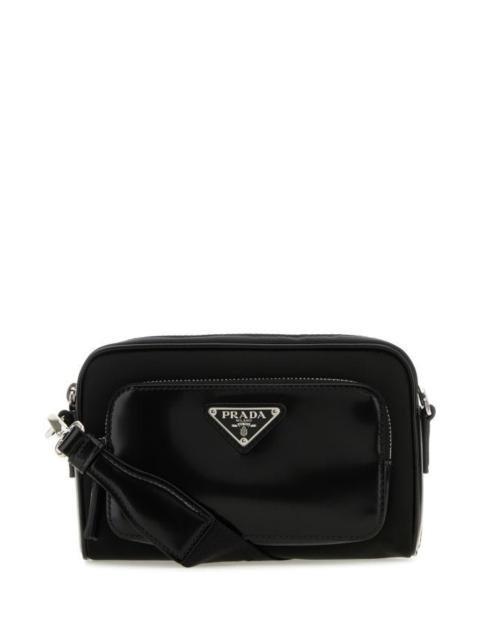 Prada Man Black Re-Nylon And Leather Crossbody Bag