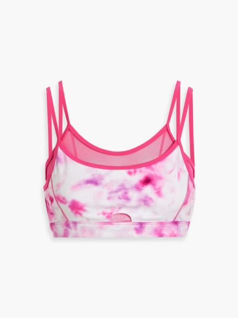 Other Designers Layered tie-dyed stretch-jersey and mesh sports bra