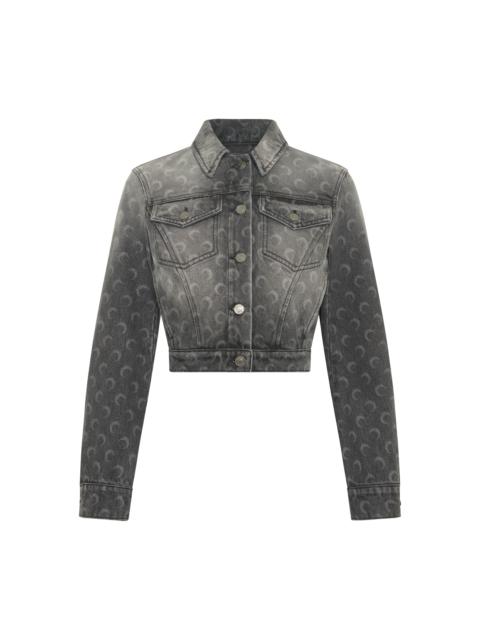 Marine Serre Moon Laser Grey Wash Denim Cropped Jacket
