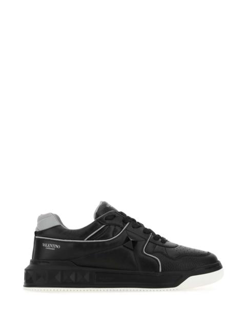Valentino Valentino Garavani Men Black Nappa Leather One Stud Sneakers
