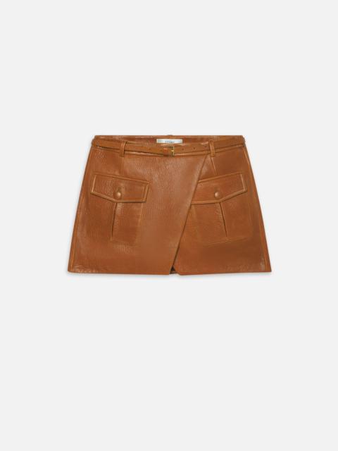 FRAME The Leather Cargo Skirt in Chestnut