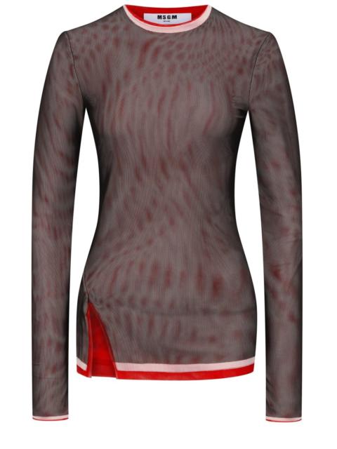 MSGM LONG SLEEVE TOP WITH LOGO PATCH