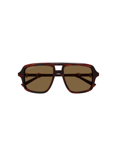 GUCCI Aviator-Frame Acetate Sunglasses brown