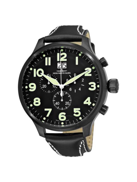 Other Designers Zeno Chronograph Black Dial Black Leather Strap Men's Watch 6221-8040-BK-A1