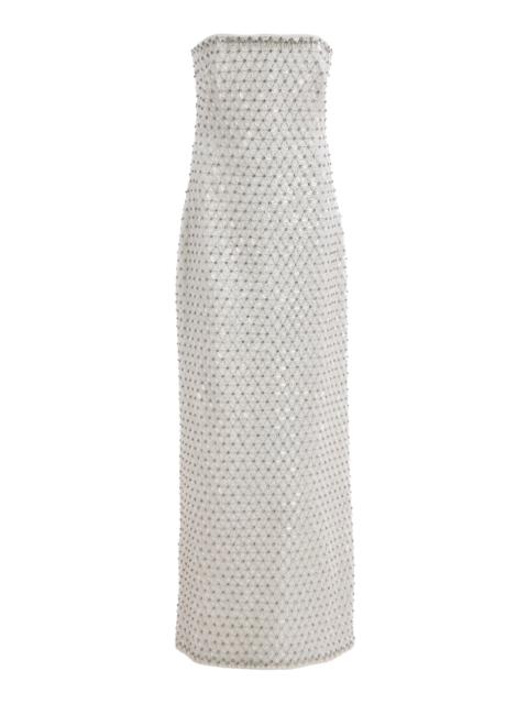 SIMKHAI Vanessa Embellished Bustier Midi Dress white